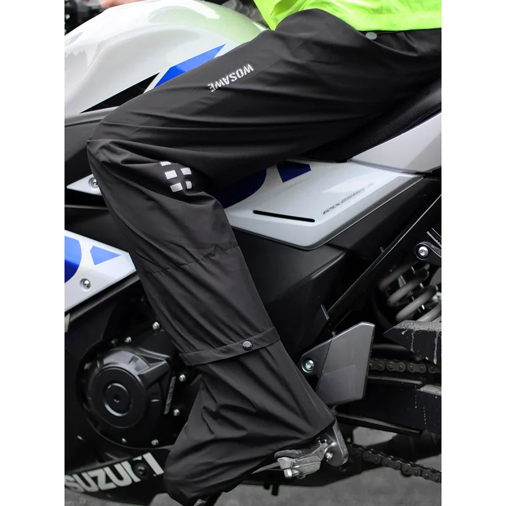 Waterproof Men's Motorcycle Raincoat with Reflectors, Black/Green, S-XXXL