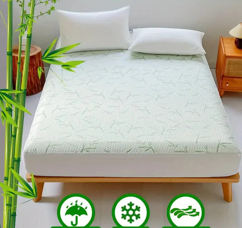 Wasserdichter Matratzenbezug aus Bambus, kühlend und atmungsaktiv, für Matratzen bis 35,6 cm 0