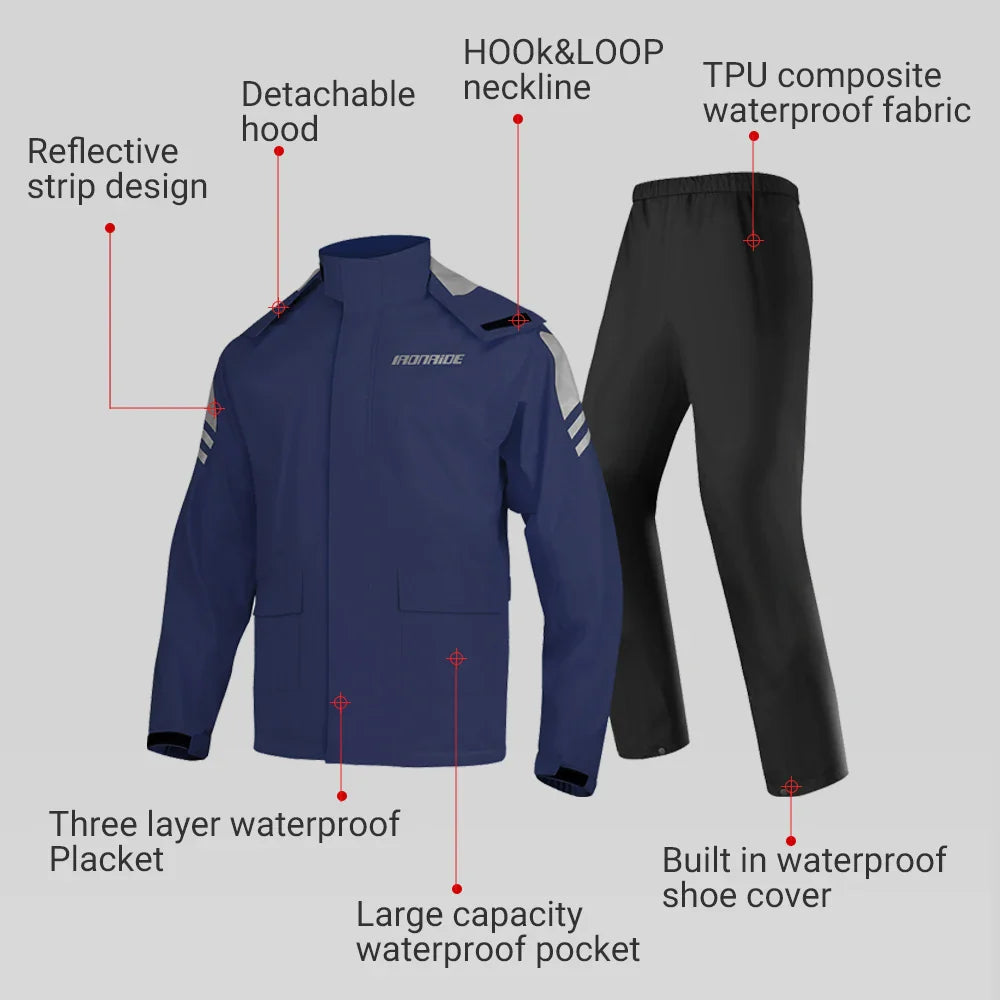 RiderPro – Chaqueta impermeable para moto ergonómica – Unisex cortavientos