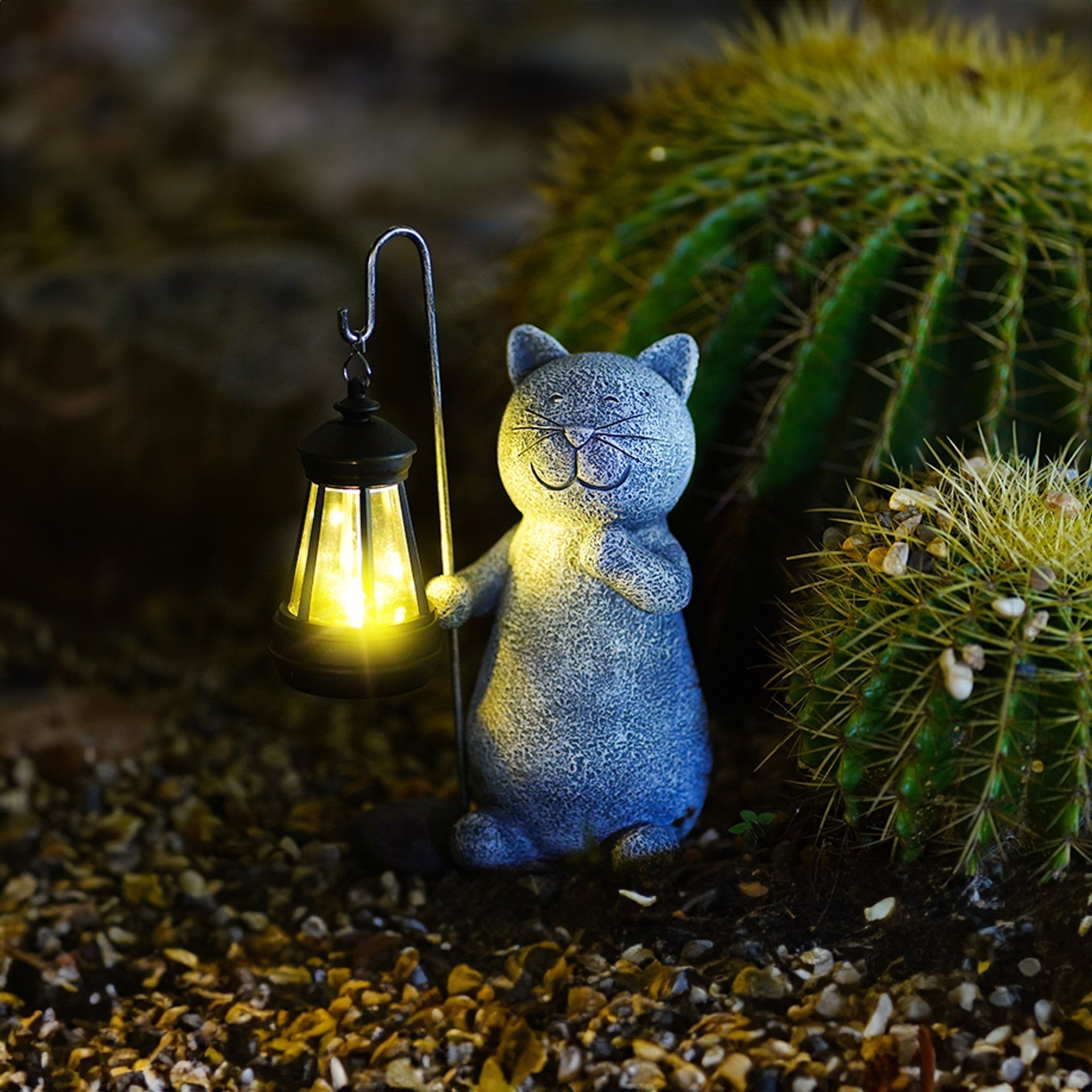 Statue de Chat Lumineuse Dorée Solaire - Décoration Extérieure Magique pour Jardin
