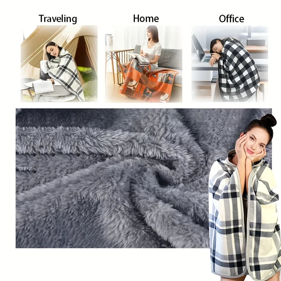 Flanella – Draagbare Flanellen Sjaal Deken One Size – Kantoor & Thuis