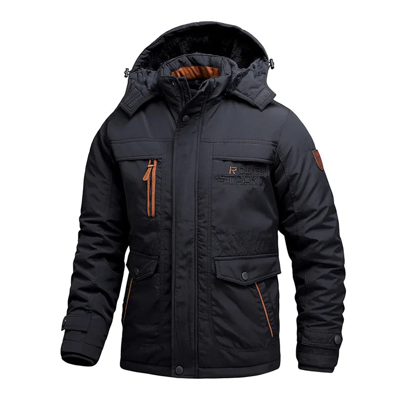 Fjorsen – Chaqueta de invierno para hombre impermeable con capucha y forro térmico
