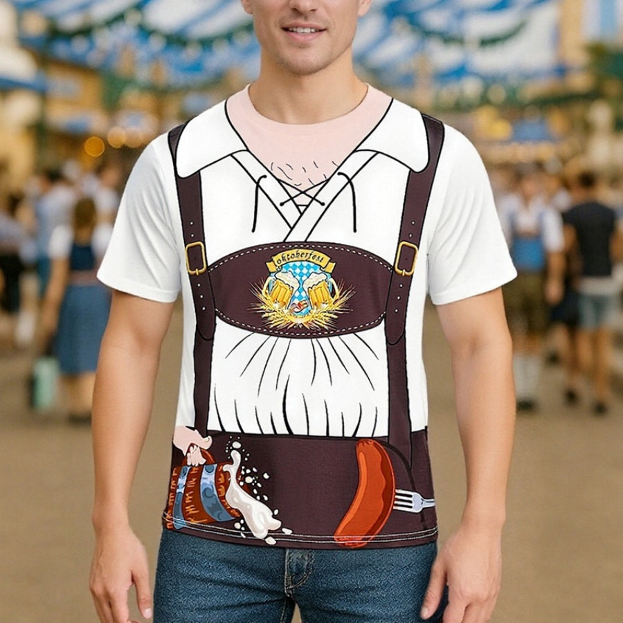 Wiesngaudi – T-Shirt met Lederhosen-Print – Jouw Feestticket naar de Wiesn