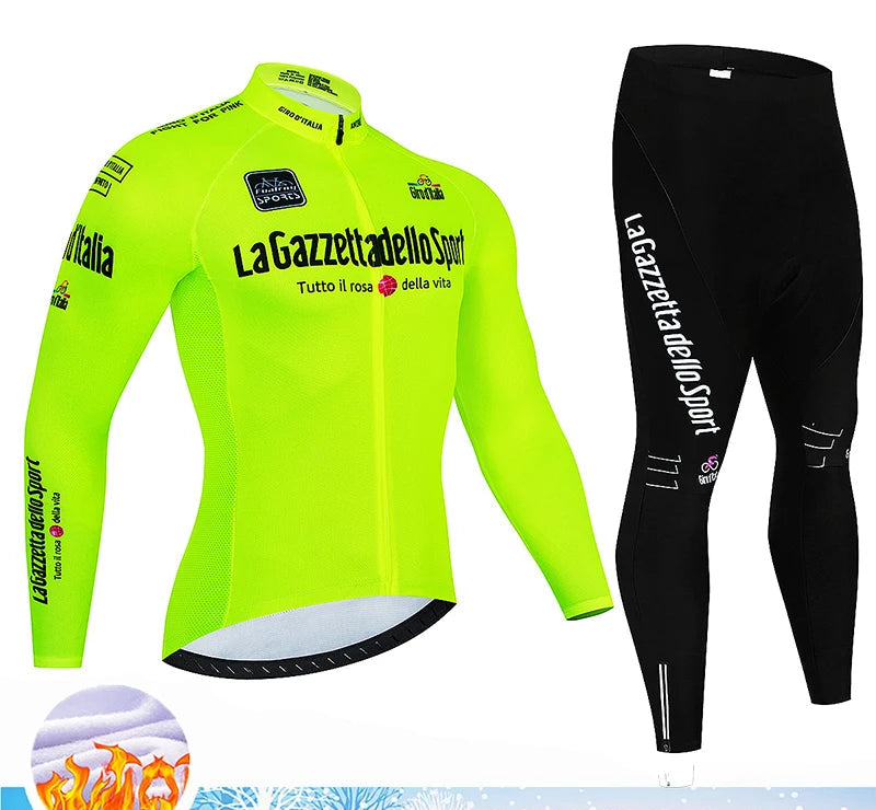 Velora Fleece Wielrenset Heren – Winter Thermische Fietskleding met 20D Gel Pad & Ademend Comfort
