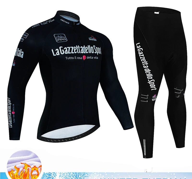 Velora Fleece Wielrenset Heren – Winter Thermische Fietskleding met 20D Gel Pad & Ademend Comfort