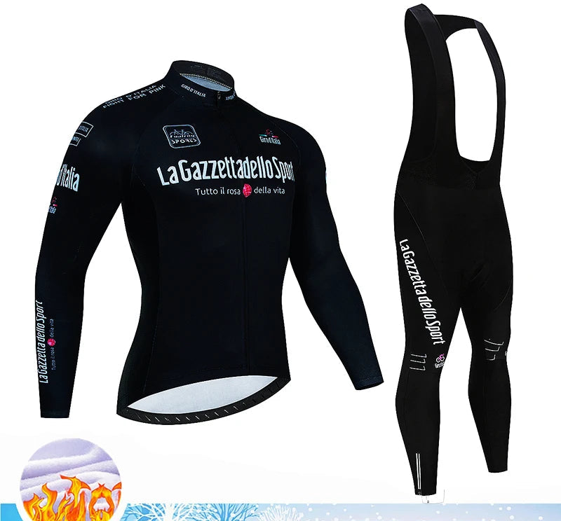 Velora Fleece Wielrenset Heren – Winter Thermische Fietskleding met 20D Gel Pad & Ademend Comfort