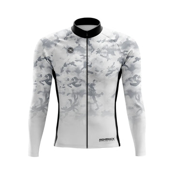 Ravex Winter Wielrenshirt Heren – Ademend Fleece MTB Shirt met Lange Mouwen & Camo Design