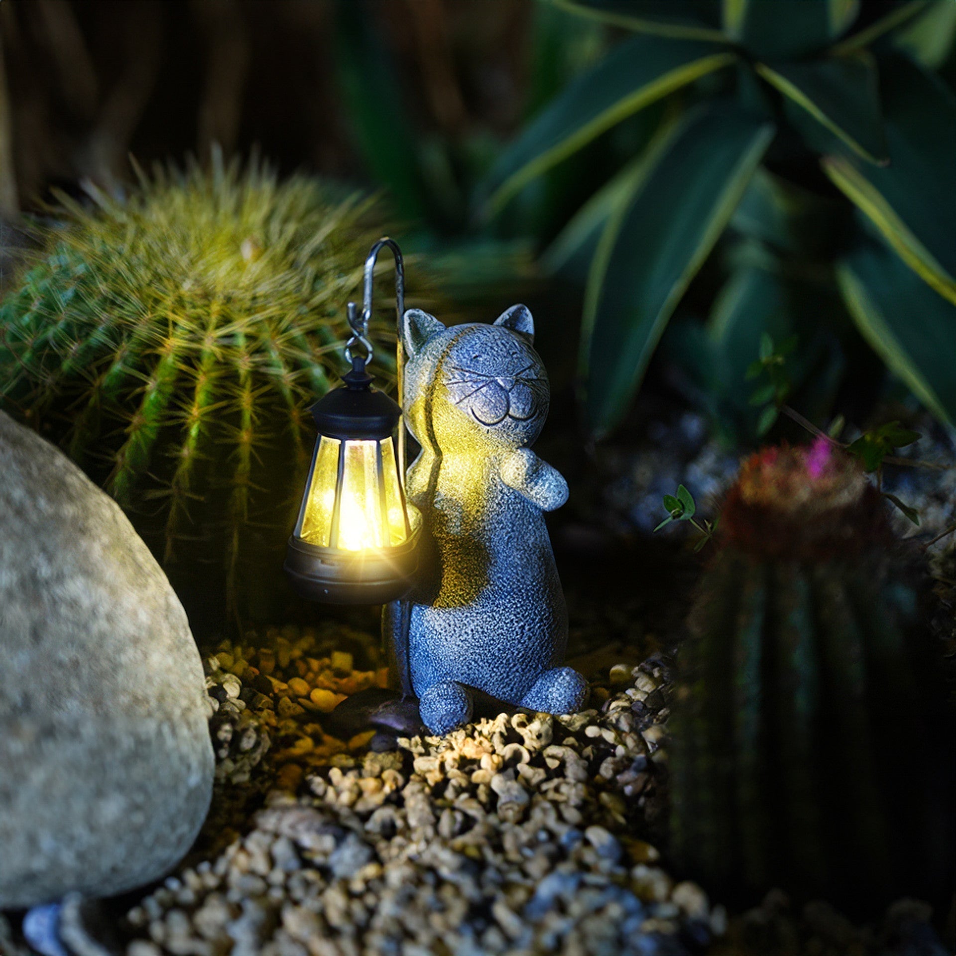 Statue de Chat Lumineuse Dorée Solaire - Décoration Extérieure Magique pour Jardin