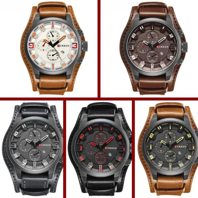 Montaro Herenchronograaf – Quartz Horloge met Leren Band & Stopwatch