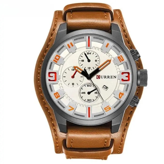 Montaro Herenchronograaf – Quartz Horloge met Leren Band & Stopwatch