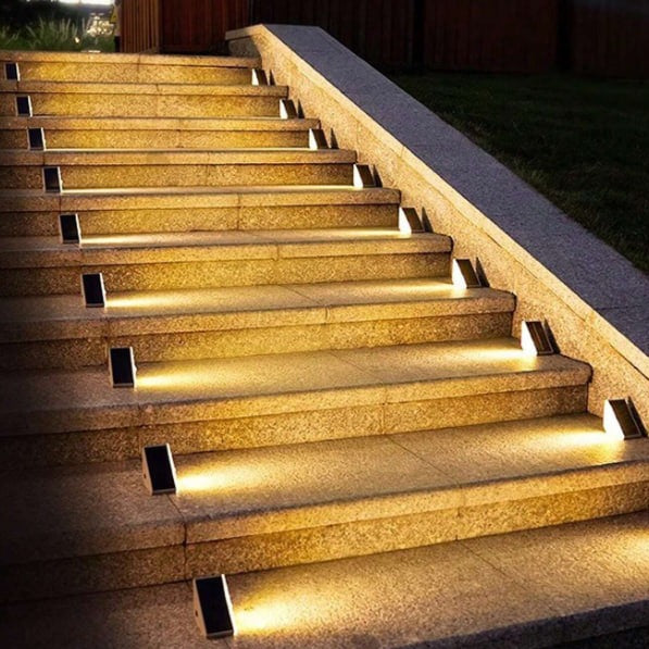 Solar Energy Stair Lighting with Sensor - Waterproof LED Lighting for Safety and Ambiance