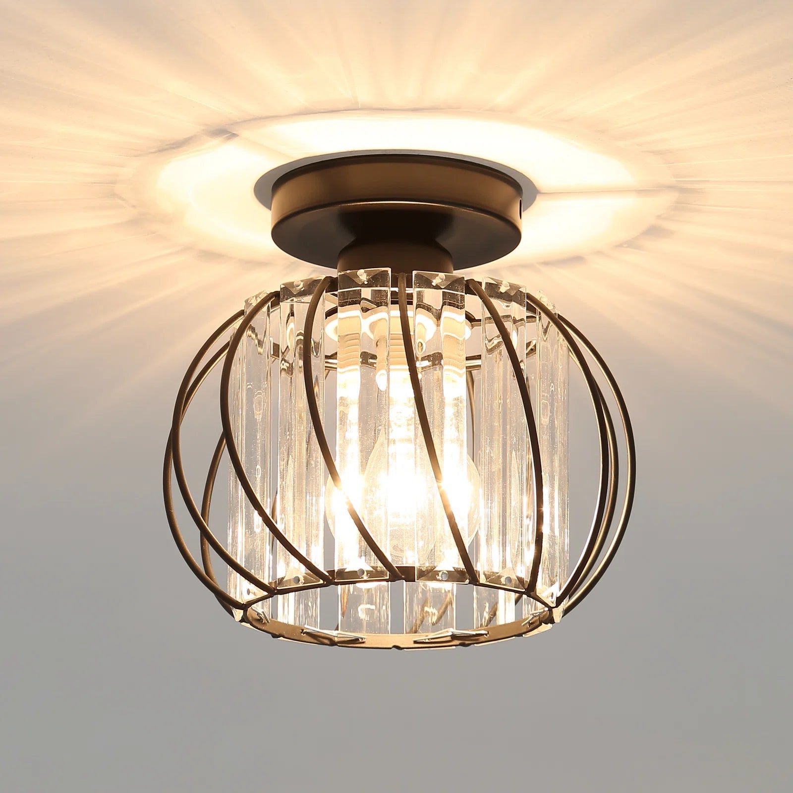Glazora – Scandinavische plafondlamp – Glas & zwart ijzer design