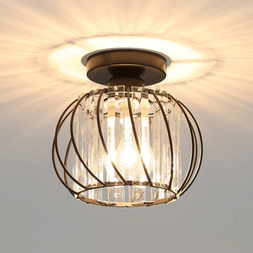 Glazora – Scandinavische plafondlamp – Glas & zwart ijzer design