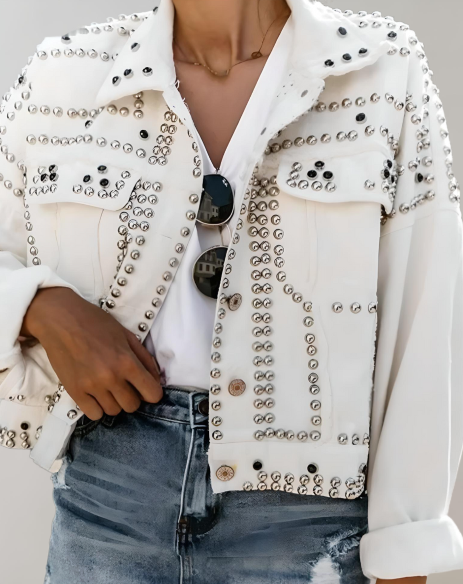 Ailani Casual Denim Jacket with Studs | Tough and Stylish for Every Day