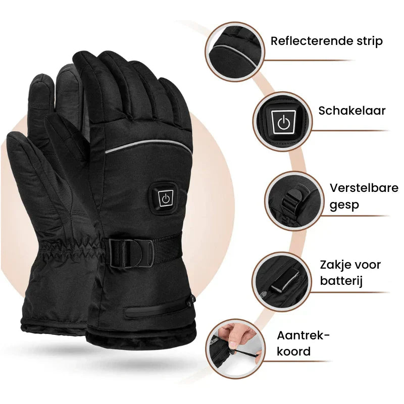 Elektrisch Verwarmde Handschoenen – Waterdichte Handschoenen met Instelbare Warmte en Comfortabel Fleece-Design