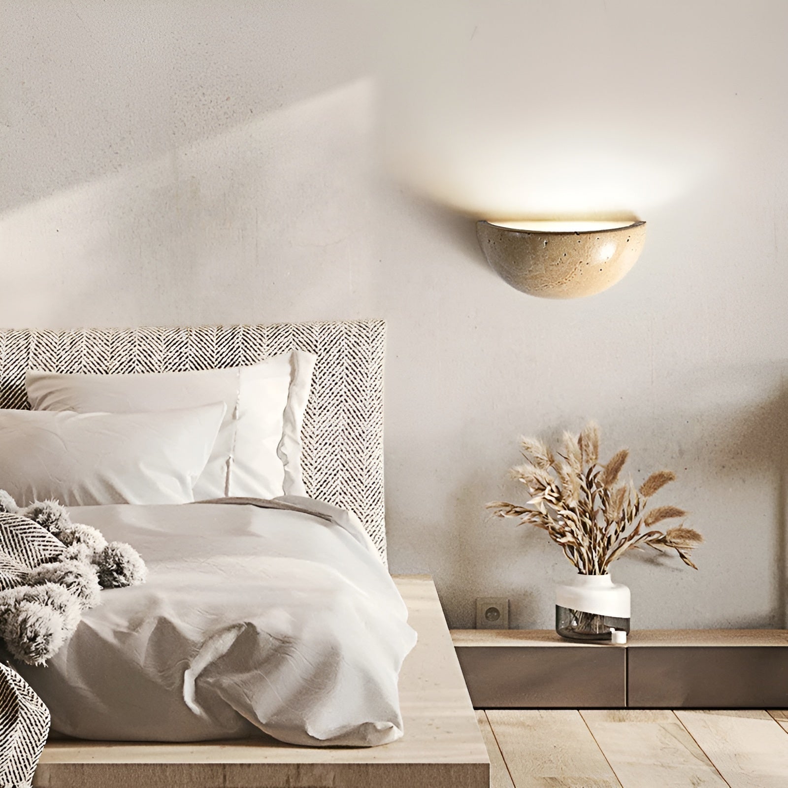 ZenGlow – Halfronde LED Wandlamp – Wabi-Sabi Minimalistisch Ontwerp