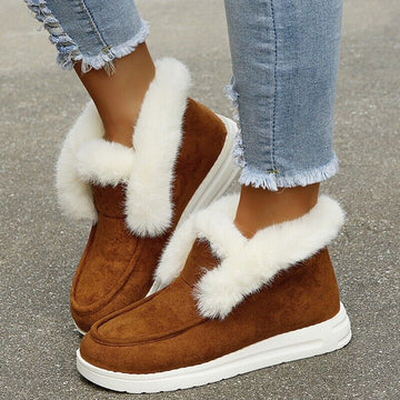 Maggie Winter Moccasins | Suede Slip-On Moccasins with Fur Lining