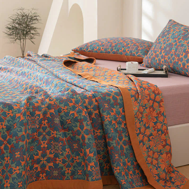 TerraLoom – Cotton duvet six layers orange-blue – Bedroom