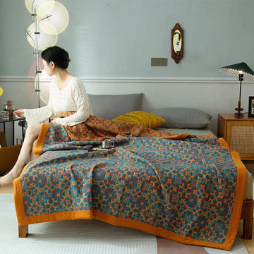 TerraLoom – Cotton duvet six layers orange-blue – Bedroom