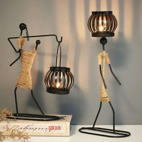 VintageMan Retro & Stylish Candle Holder - Handmade Elegance