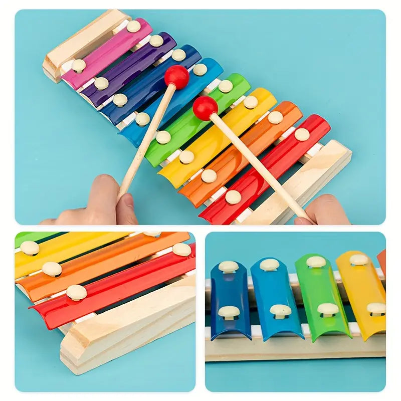 Eduquest Montessori 5-in-1 Houten Speelset – Motoriek & Muziek vanaf 6M+