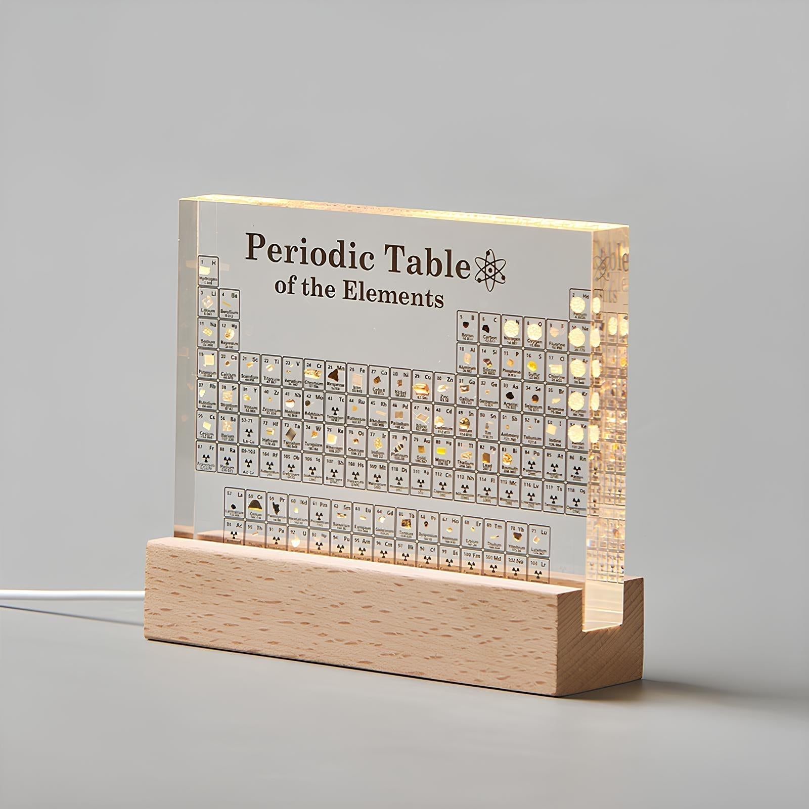 Elementa – Illuminated periodic table acrylic with 83 real elements