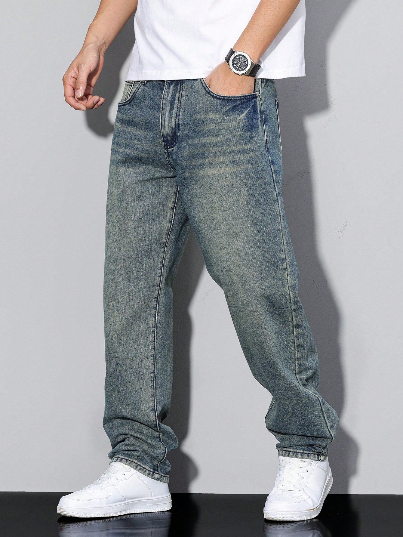 DenimCraft – Jeans para Hombre Daan en Color Liso – Casual Todoterreno para Cualquier Ocasión