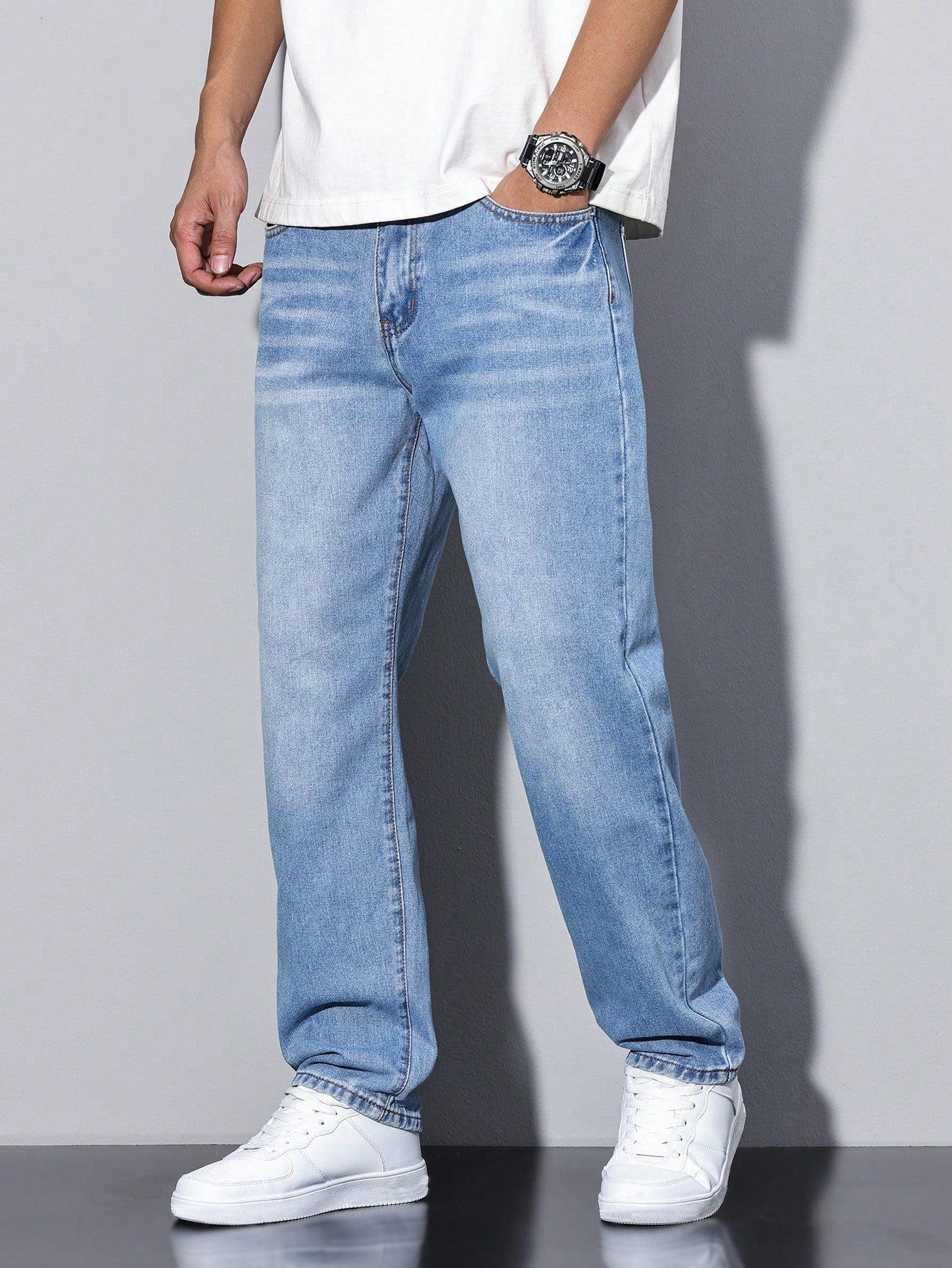 DenimCraft – Jeans para Hombre Daan en Color Liso – Casual Todoterreno para Cualquier Ocasión
