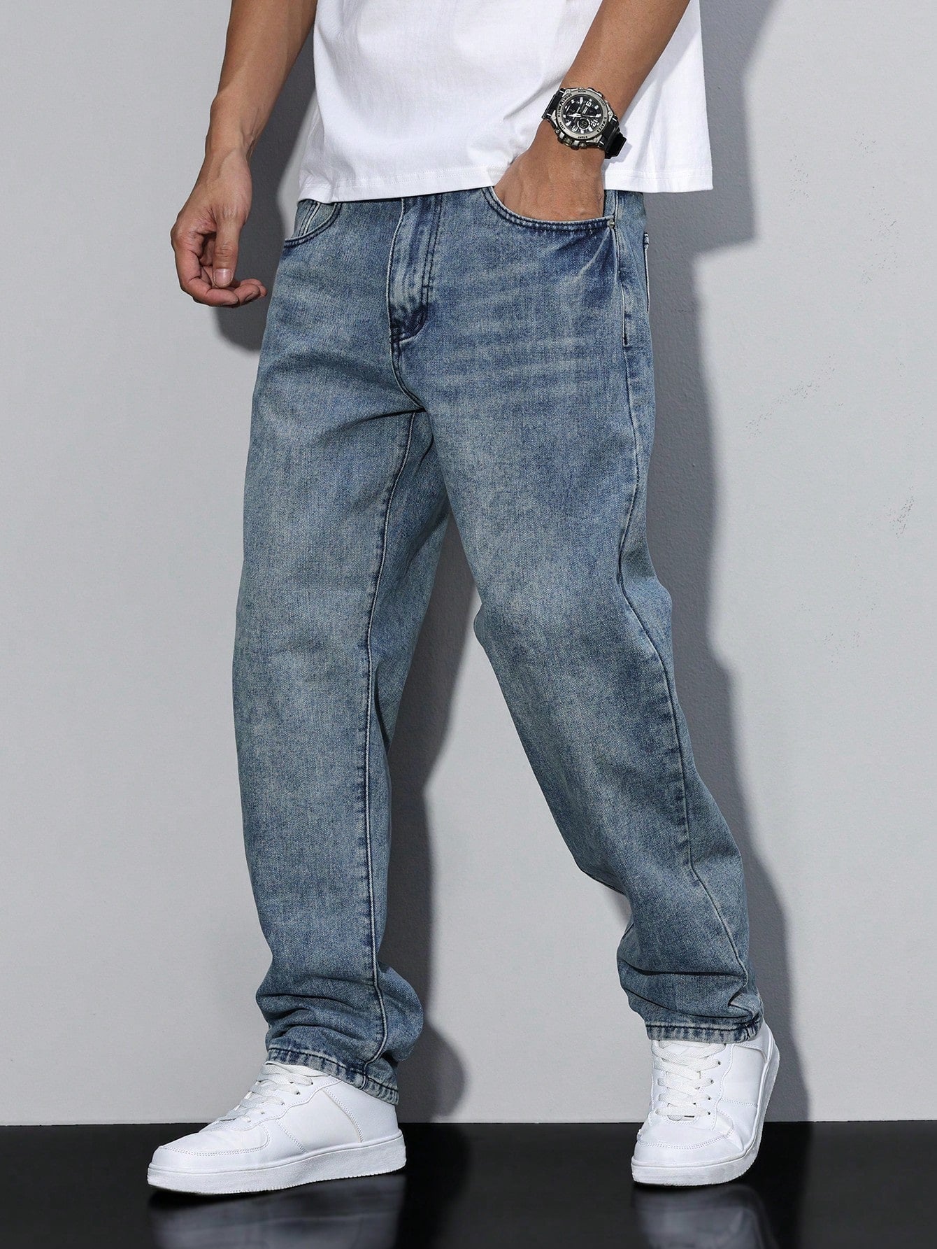 DenimCraft – Jeans para Hombre Daan en Color Liso – Casual Todoterreno para Cualquier Ocasión