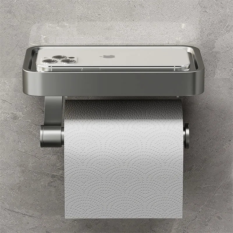 Stalux – Toilet roll holder with shelf stainless steel – Bathroom