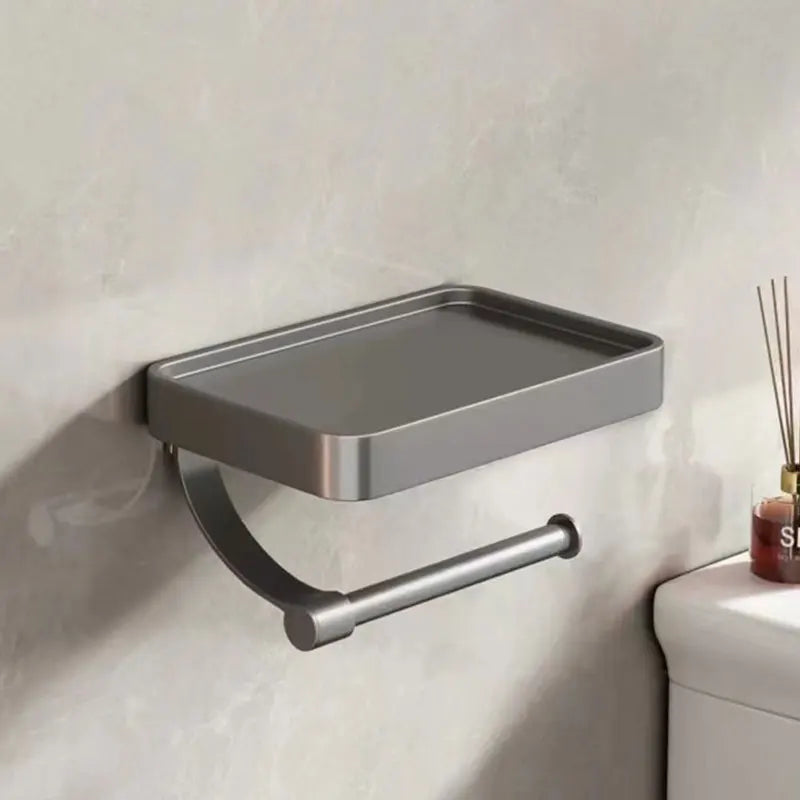 Stalux – Toilet roll holder with shelf stainless steel – Bathroom