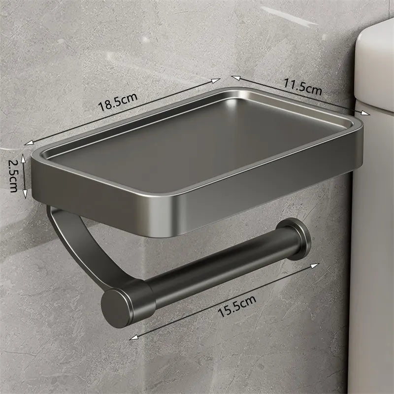 Stalux – Toilet roll holder with shelf stainless steel – Bathroom