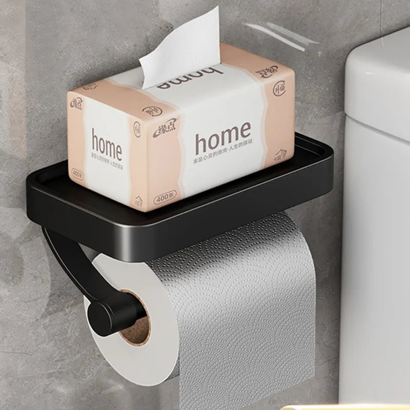 Stalux – Toilet roll holder with shelf stainless steel – Bathroom