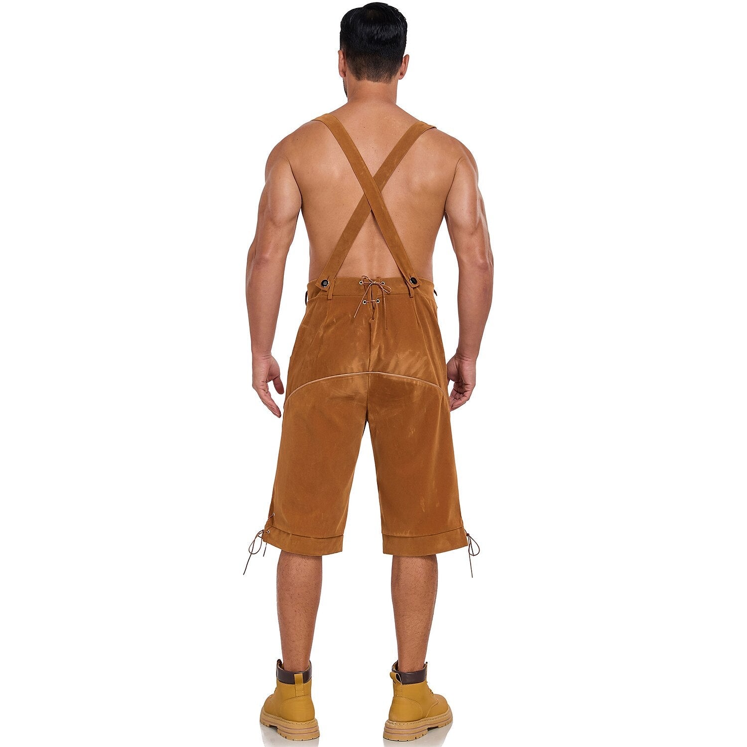 Bergkönig – Heren-Lederhose met Borduursel & Bretels – Oktoberfest Look