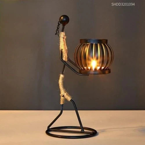 VintageMan Retro & Stylish Candle Holder - Handmade Elegance