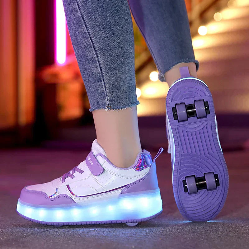 LED Roller Shoes – Versatile Sneakers with Foldable Wheels & Illuminating LED Effects