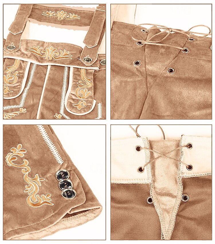 AlpenKraft – Heren Lederhosen-Shorts met Borduursel – Bruin of Zwart