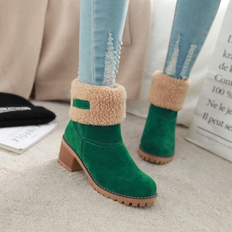 Botas de nieve cálidas con forro de piel sintética - Elegantes y cómodas