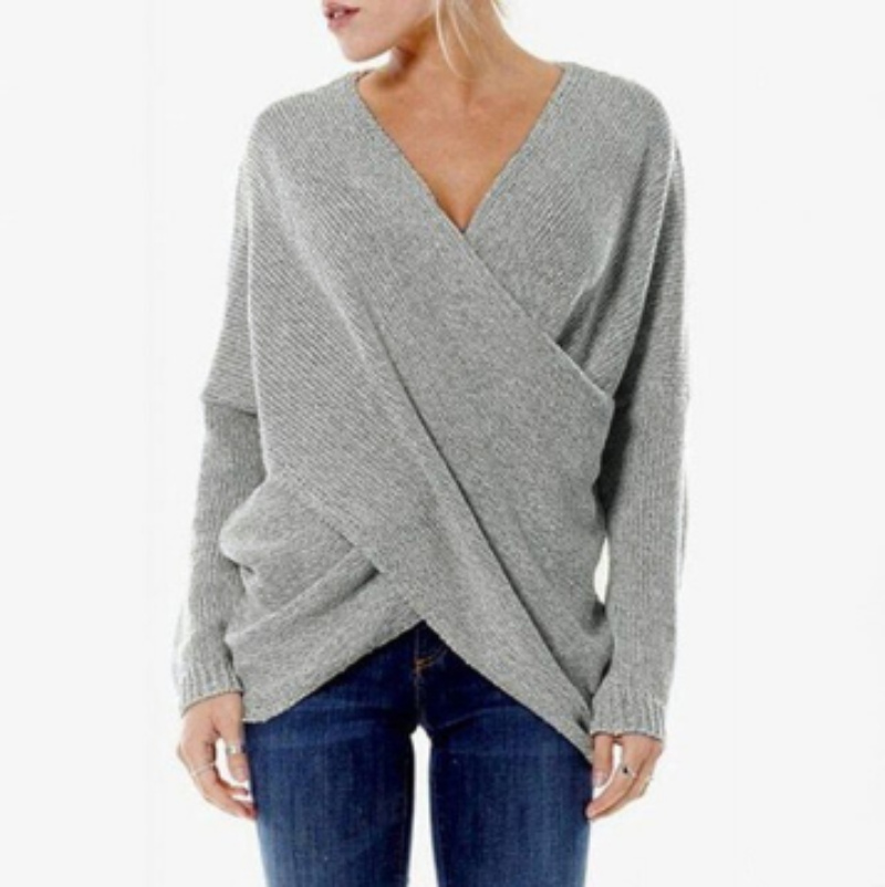 Caressia – Women's Cashmere Sweater with Criss-Cross Detail, Autumn/Winter