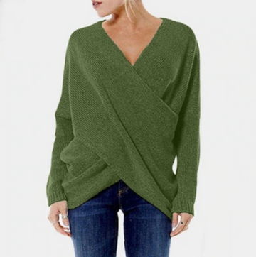 Caressia – Women's Cashmere Sweater with Criss-Cross Detail, Autumn/Winter