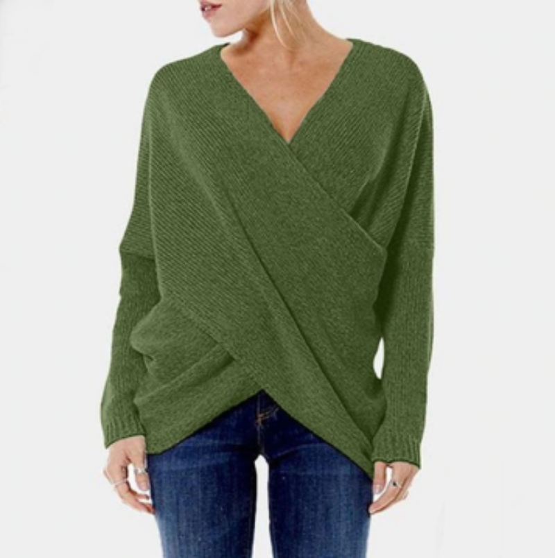 Caressia – Women's Cashmere Sweater with Criss-Cross Detail, Autumn/Winter