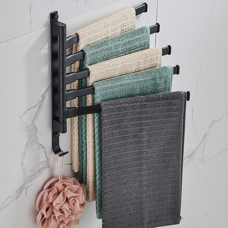 Tidyrack Handdoekenrek – 5 Draaibare Armen & Modern Matzwart Design