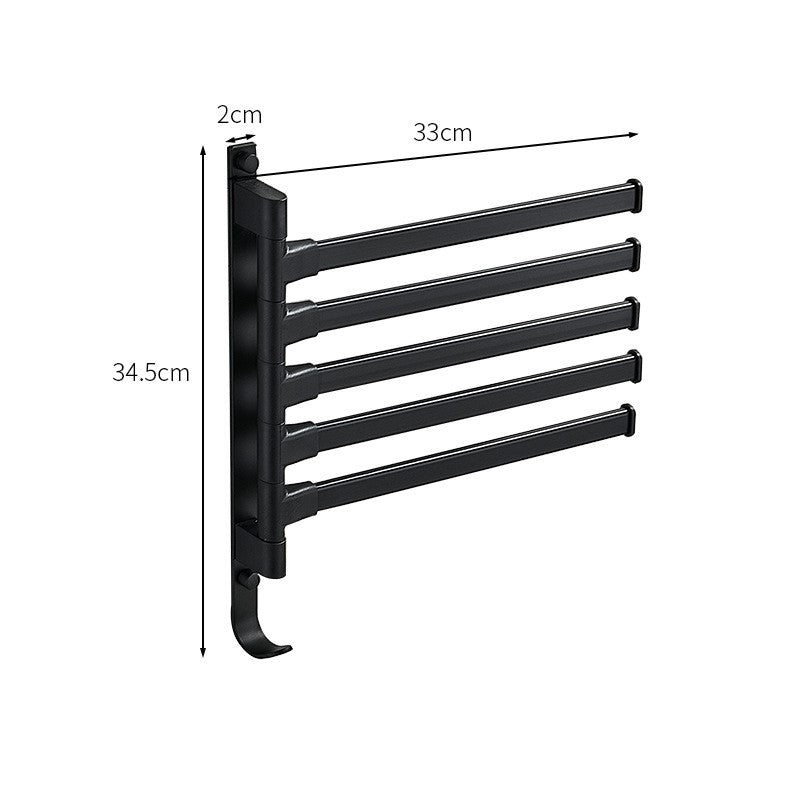 Tidyrack Handdoekenrek – 5 Draaibare Armen & Modern Matzwart Design