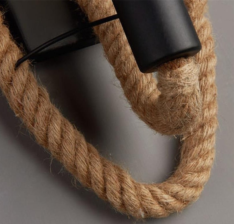 RusticRope – Vintage Rope Wall Lamp – Industrial Iron Retro Lighting