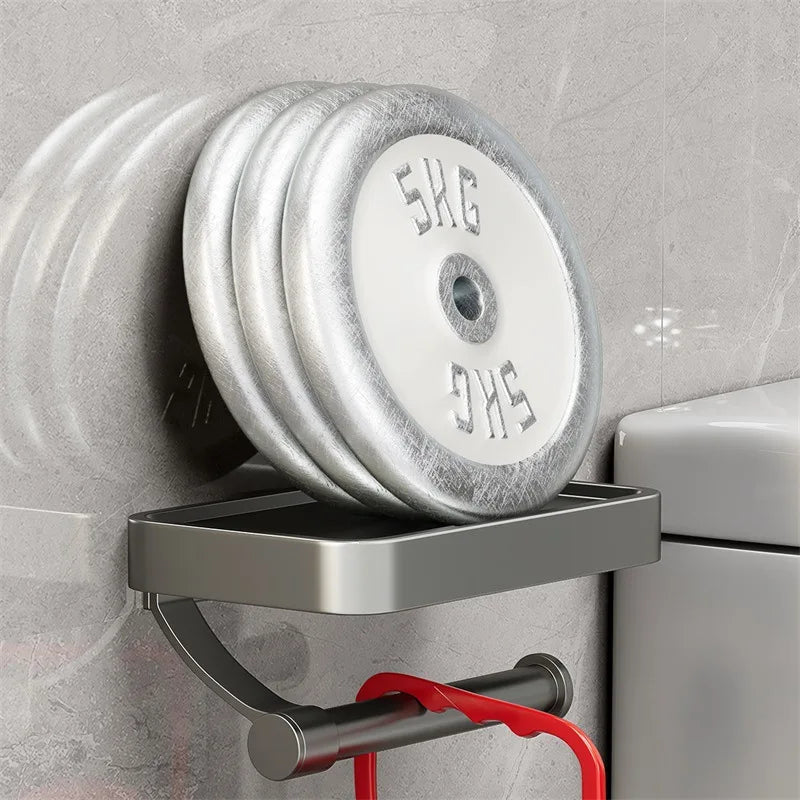 Stalux – Toilet roll holder with shelf stainless steel – Bathroom