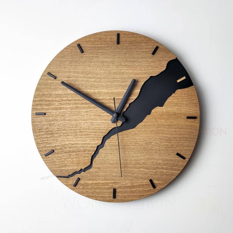 Nuvoro – Houten Wandklok Minimalistisch Design – Moderne Woondecoratie