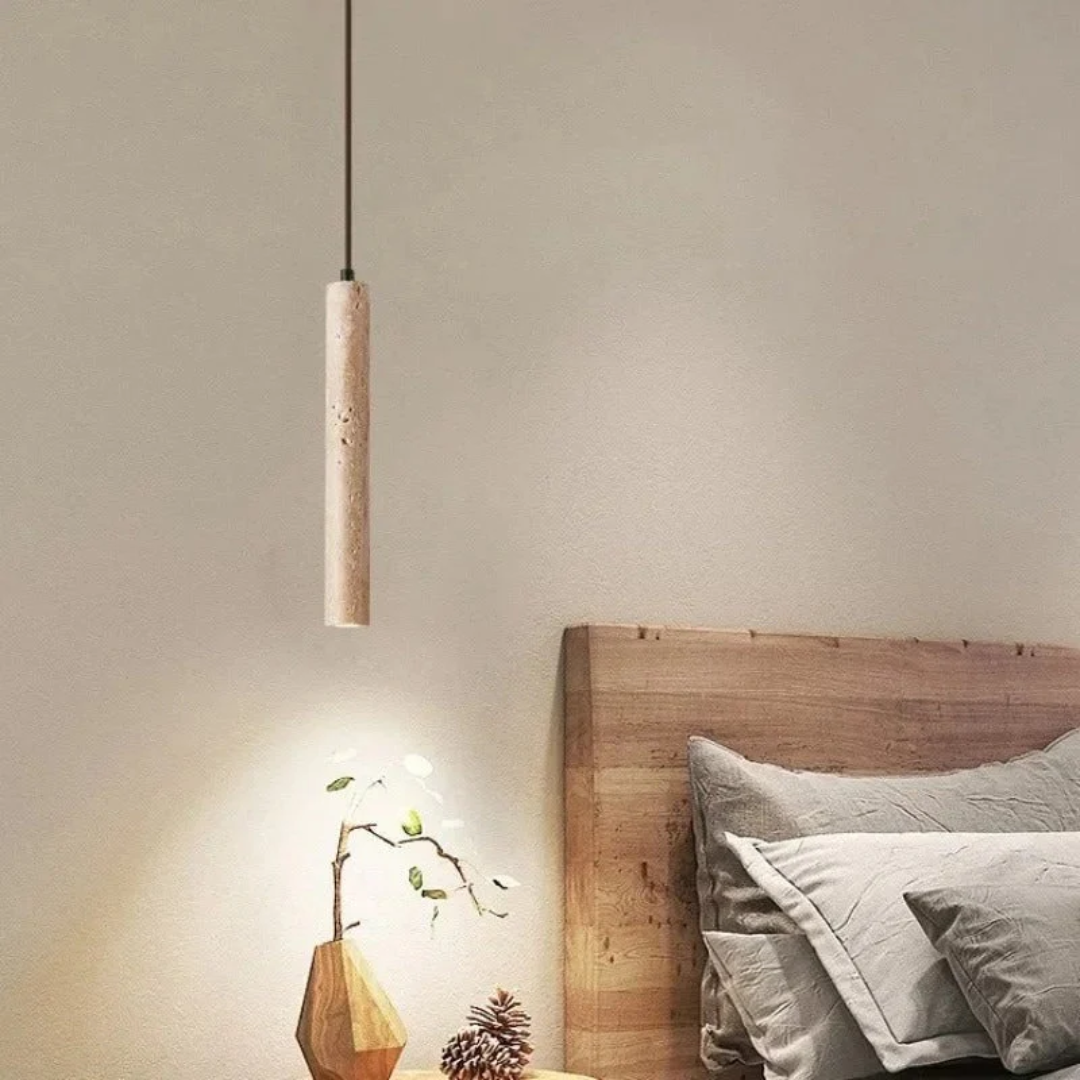 Aurevia – Travertine LED Chandelier in Minimalist Wabi-Sabi Style