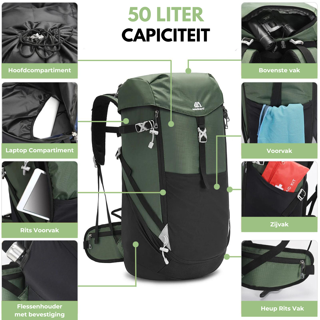 50L Premium Waterproof Backpack – Lightweight and Spacious Design