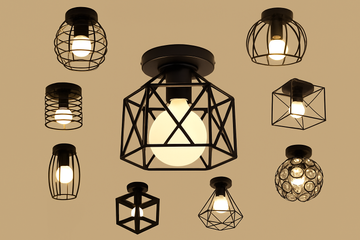 Lumora – Vintage semi-plafondlamp industrieel metaal – E27 fitting