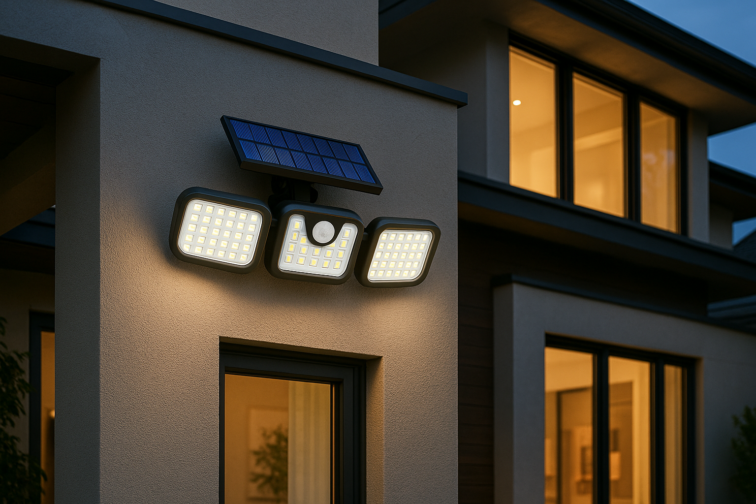 SolarGuard – LED 3-head outdoor lamp with motion sensor – IP65 waterproof